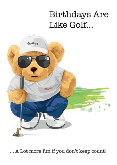 Golf Bear Birthday Card for Friends or Family created by Glen Ogal