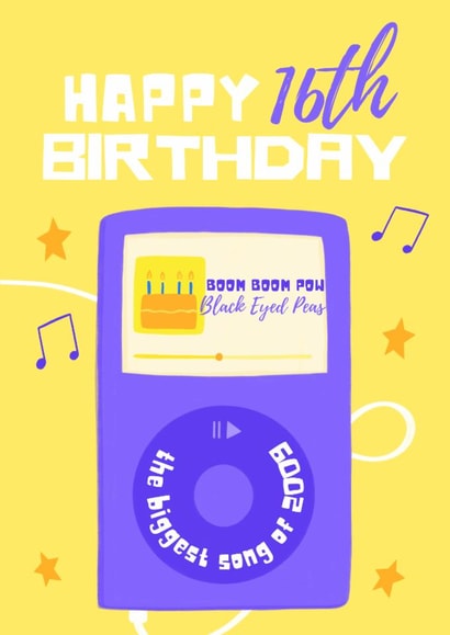 Classic 16th Birthday Card - Music - 2009 created by Sian Moore Illustration