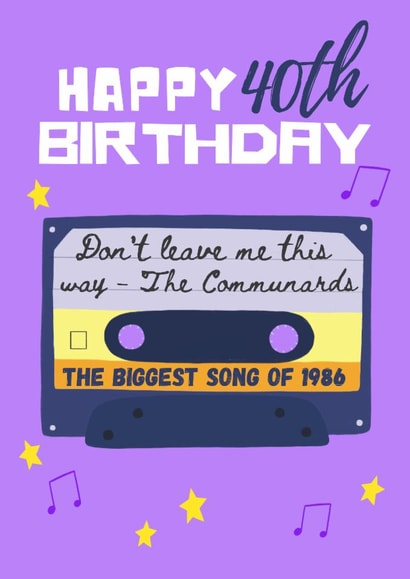 Classic 40th Birthday Card - Music - 1986 created by Sian Moore Illustration