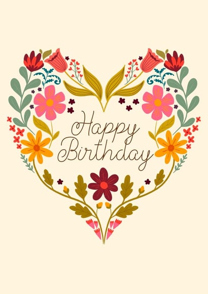 Classic happy birthday floral heart card feminine style created by Kimmy Gowland