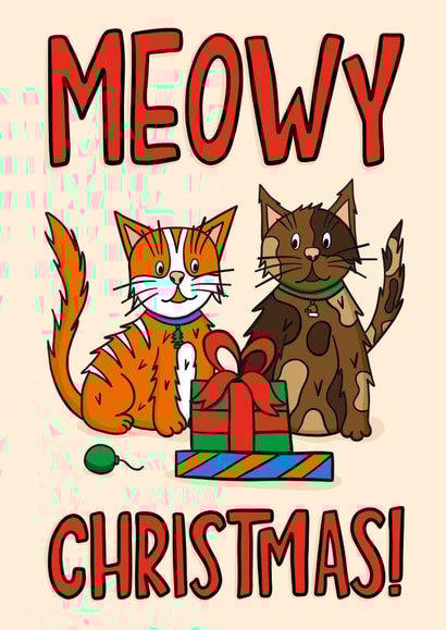 Cute Christmas Card - Cats - Meowy Christmas created by TeePee Creations