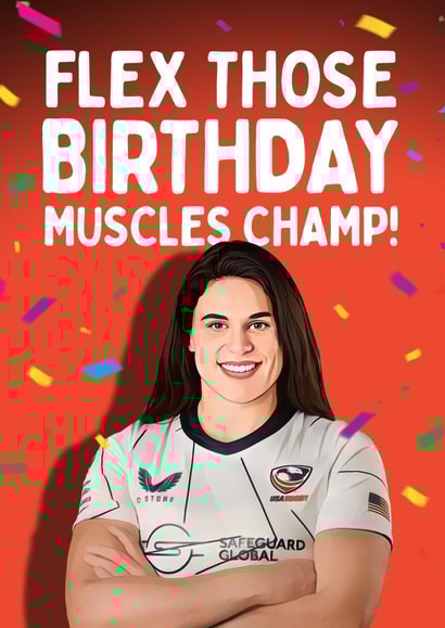 Funny Birthday Card - Olympics - For Her - USA Rugby Player Ilona Maher created by Mrs Best Paper Co.