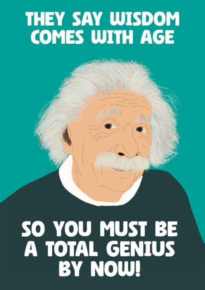 Funny Birthday Card - Albert Einstein - Total Genius created by The Joyful Rose