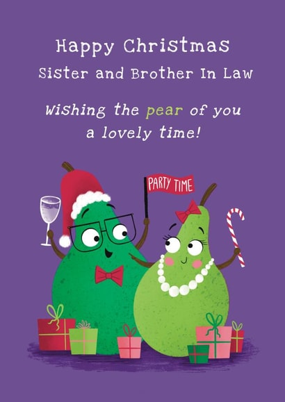 Cute Christmas Card - Pear Of You - Sister and Brother In Law created by Hannah Jayne Lewin