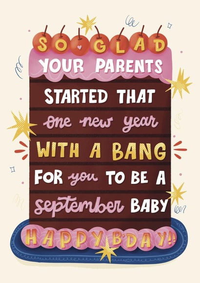 Funny Birthday Card - September Baby - Cheeky created by Daksha Giri