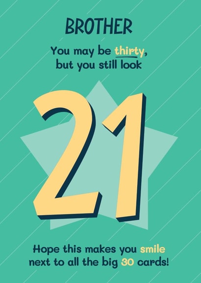 Funny 30th Birthday Card - Brother created by Bev O'Connor || @oconnordesign