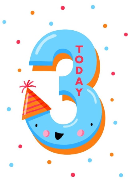 Cute 3rd Birthday Card - 3 Today created by Nicola Watson