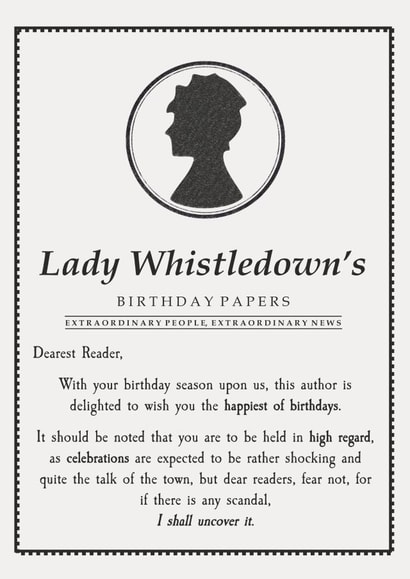 Modern Birthday Card - Bridgerton - Lady Whistledown created by Pretty Unique Gifts 