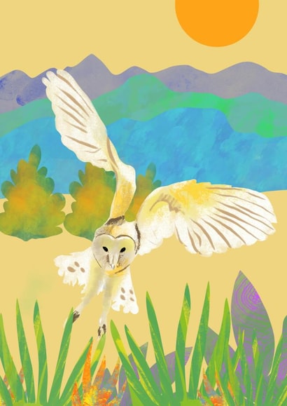 Arty Just Because Card - Owl - Mountains created by rosy