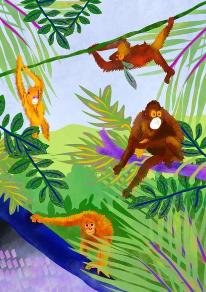 Arty Just Because Card - Orangutan - Jungle created by rosy