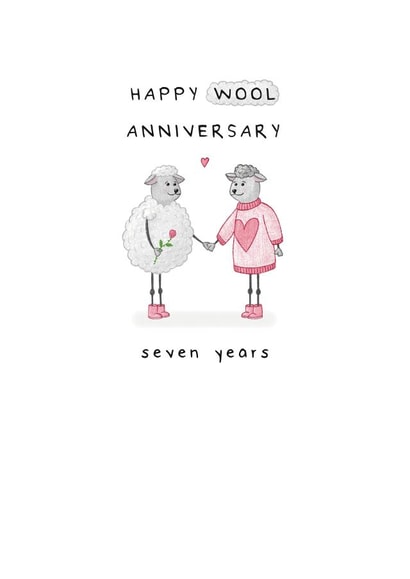 Cute 7th Wedding Anniversary Card - Wool created by Larry the Match