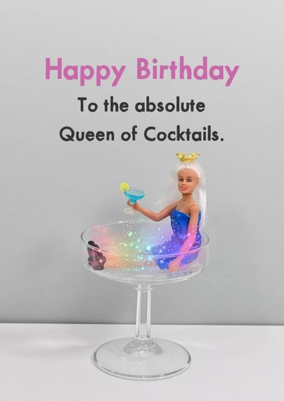 Fun Birthday Card - For Her - Queen Of Cocktails created by Bold & Bright Cards