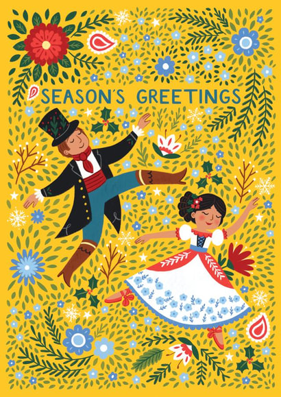 Pretty Christmas Card -Twelve Days Of Christmas - Ladies Dancing & Lords Leaping created by Pear Tree Press