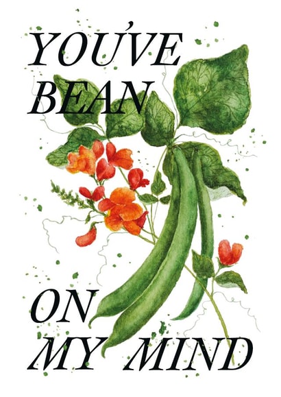 Arty Thinking Of You Card - You've Bean On My Mind created by studio frewb