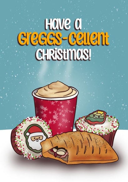 Funny Christmas Card - Festive Bake - Greggs-cellent Christmas created by I Draw Stuff
