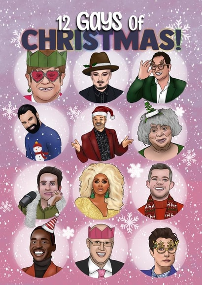 Funny Christmas Card - 12 Gays of Christmas - LGBTQ+ created by I Draw Stuff 