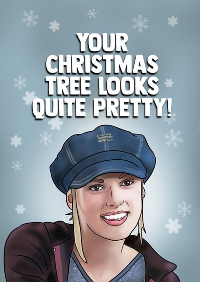 Funny Christmas Card  - Your Christmas Tree Looks Quite Pretty - Keira Knightley created by I Draw Stuff 