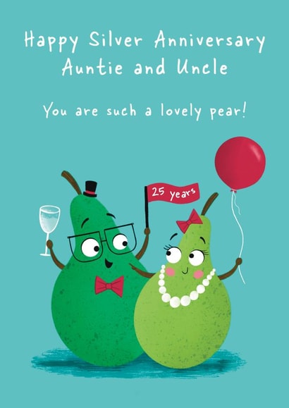 Cute Anniversary Card - Silver - Auntie And Uncle created by Hannah Jayne Lewin
