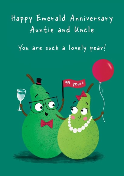 Cute 55th Anniversary Card - Emerald - Auntie And Uncle created by Hannah Jayne Lewin