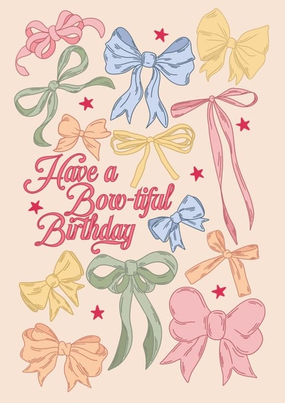 Classic Birthday Card - For Her - Bow-tiful Birthday created by AmySrvc Illustration