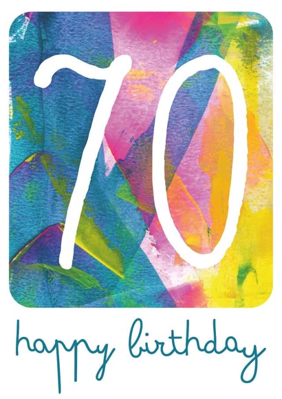 Classic Birthday Card - 70th - Colourful Abstract Painting created by size3art
