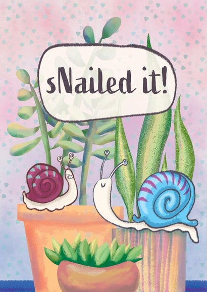 Cute Congratulations Card - Snails Pun - Job Well Done - Exams created by Diana Gorsanova