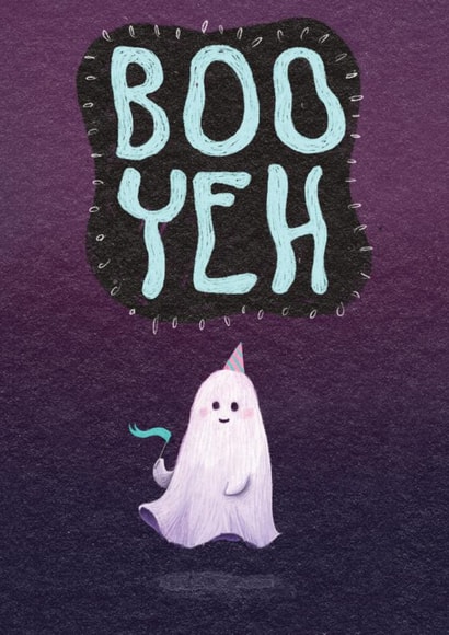 Cute Birthday Card - Ghost - Boo Yeh created by The Grey Earl
