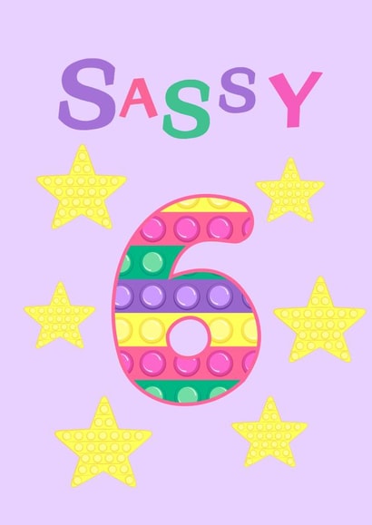 Cute Birthday Card - 6 Years Old - Pop it - Fidget Toy created by Northern Balance Design 