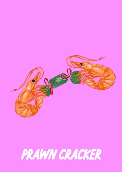 Funny Christmas Card - Prawn Cracker - Food Pun created by The Marmalade Cat