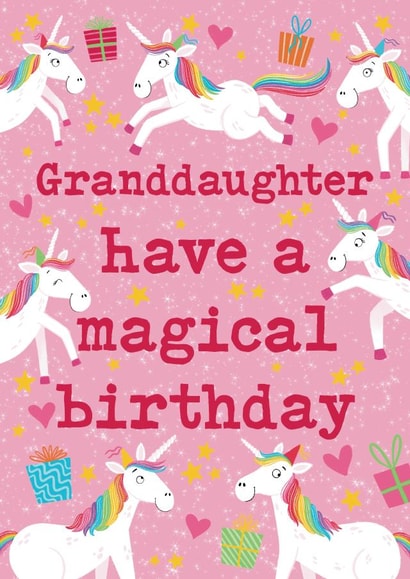 Cute Birthday Card - Granddaughter - Unicorns created by Hannah Jayne Lewin