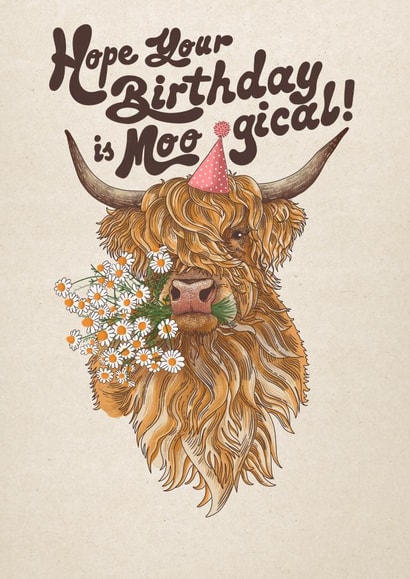 Cute Birthday Card - Moogical - Cow created by Kasia Cards