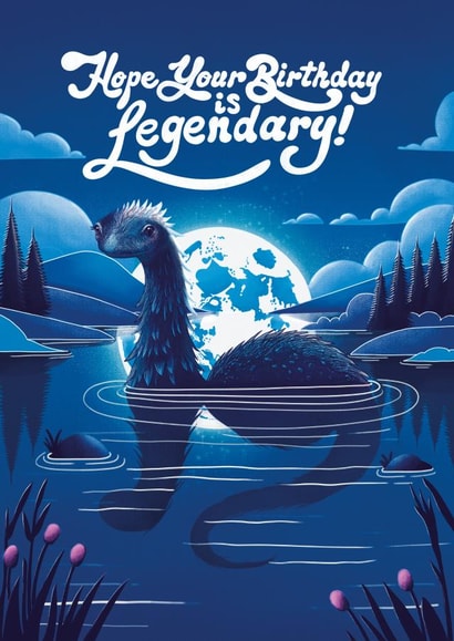 Cute Birthday Card - Loch Ness Monster - Legendary created by Kasia Cards