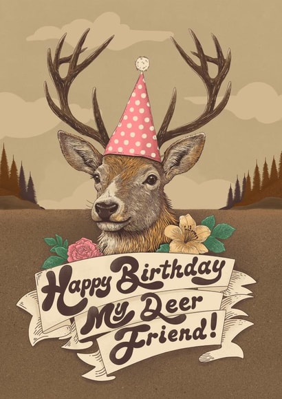 Cute Birthday Card - Scottish Deer - My Deer Friend created by Kasia Cards