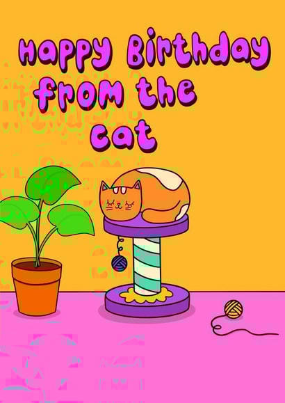 Cute Birthday Card - Sleeping Cat - From The Cat created by The Paper Tail 