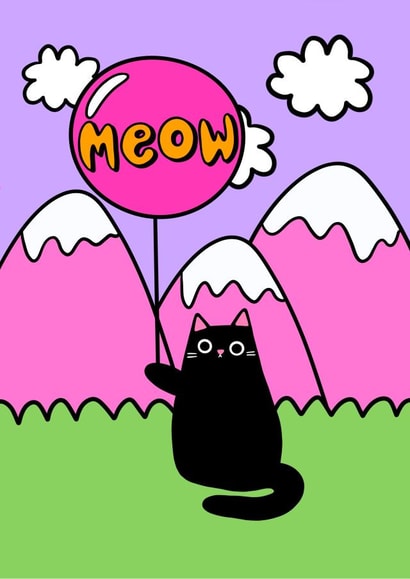 Funny Birthday Card - from The Cat - Meow Cat - Balloon created by The Paper Tail 