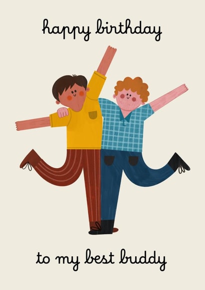 Cute Birthday Card - Best Buddy - Children's Card - Mates created by AbiGoLucky