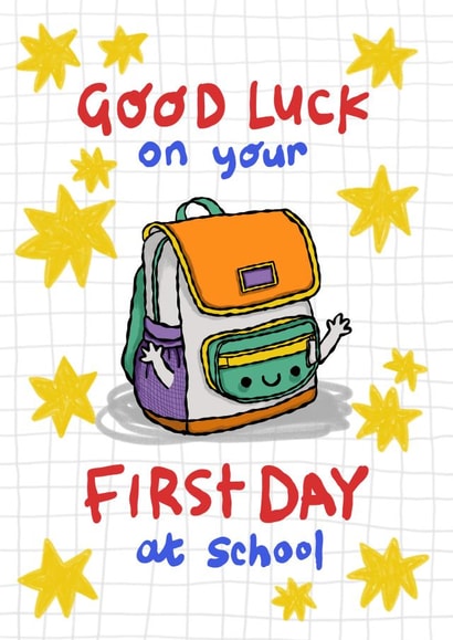 Cute Good Luck Card - Back To School - First Day - Backpack created by The Playful Indian