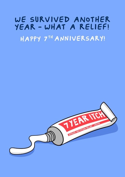 Funny Anniversary Card - 7 Years - Significant Other - Seven Year Itch - Irritation Relief Cream created by Running with Scissors