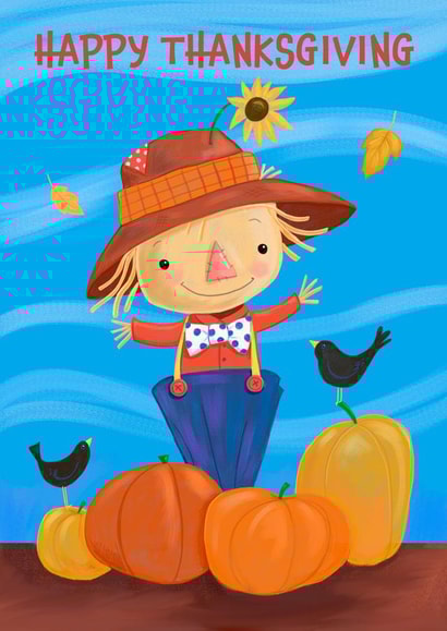 Cute Thanksgiving Card - Scarecrow - Pumpkins created by Dale Simpson