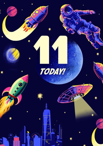 Retro 11th Birthday Card - Space - Astronaut created by Rocket68