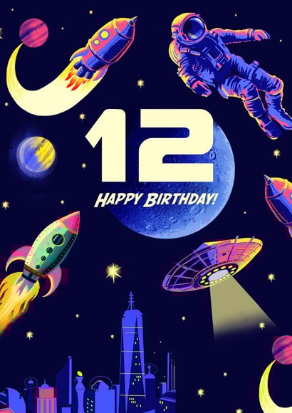 Retro 12th Birthday Card - Space - Astronaut created by Rocket68