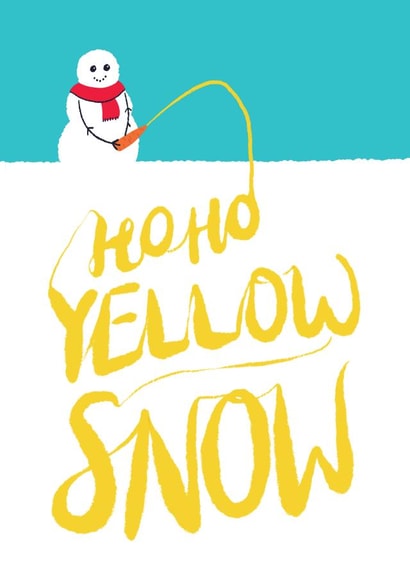Naughty Christmas Card - Funny Snowman - Yellow Snow created by Stoats & Weasels