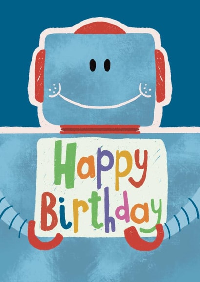Cute Birthday Card - For Kids - Robot created by Tommy Blue Illustration