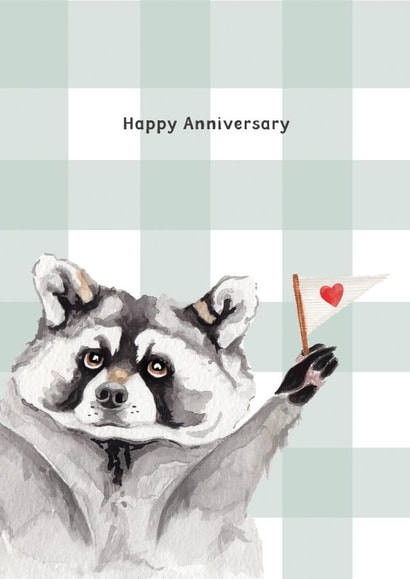 Cute Anniversary Card - Racoon - Hand Drawn created by lil wabbit