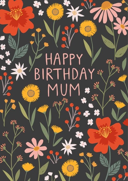 Pretty Birthday Card - Autumn Flowers - For Mum created by Pablo and Pickle Studio