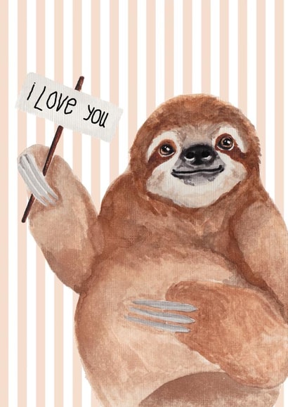 Cute Anniversary Card - Sloth - I Love You - Pink created by lil wabbit