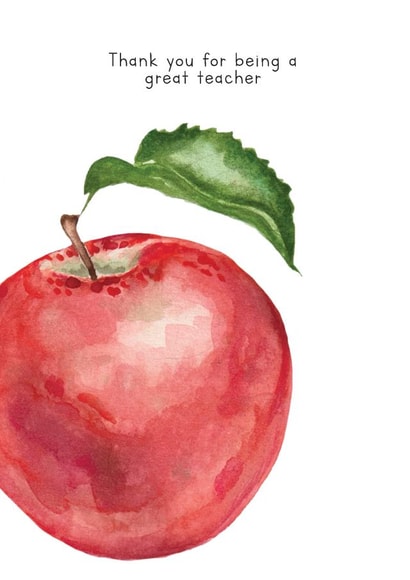 Arty Thank You Card - For Teacher - Apple created by lil wabbit