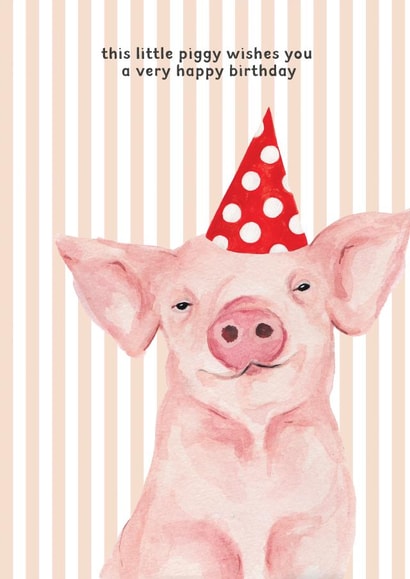 Cute Birthday Card - Pig - Hand Drawn created by lil wabbit