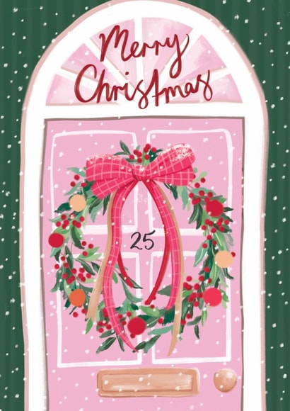 Classic Christmas Card - Front Door with Wreath created by Debbie Daley Illustrations