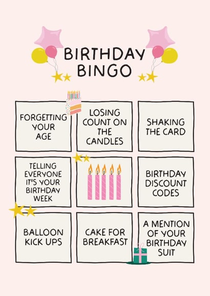 Funny Birthday Card - Birthday Bingo created by Puns and Needles